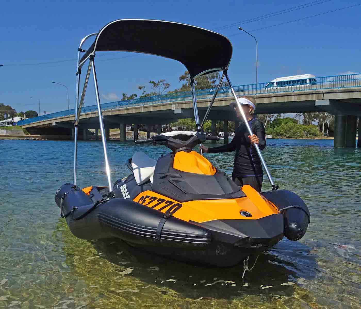 Dockitjet inflatable RIB kit with bimini.